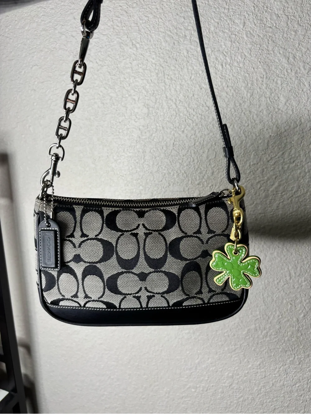Coach Four Leaf Clover bag charm green patent leather shamrock - charm only